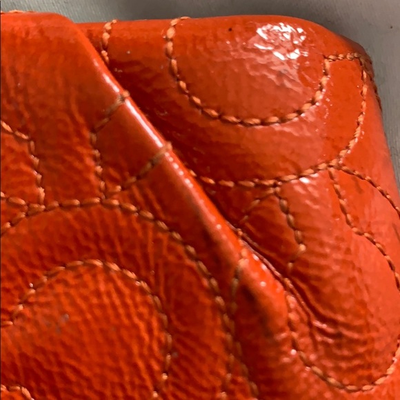 Coach Embossed Red Leather Wristlet - Picture 6 of 10